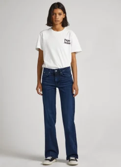 Women Pepe Jeans Aubrey Slim Fit Mid-Rise Jeans