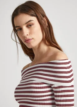 Women Pepe Jeans Bardot Stripe Print Top