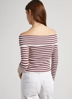 Women Pepe Jeans Bardot Stripe Print Top