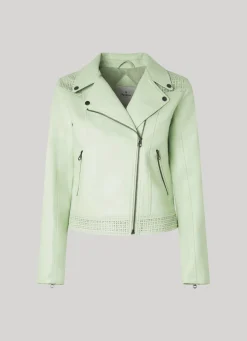 Women Pepe Jeans Biker Jacket With Openwork Details