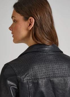 Women Pepe Jeans Biker Jacket With Openwork Details