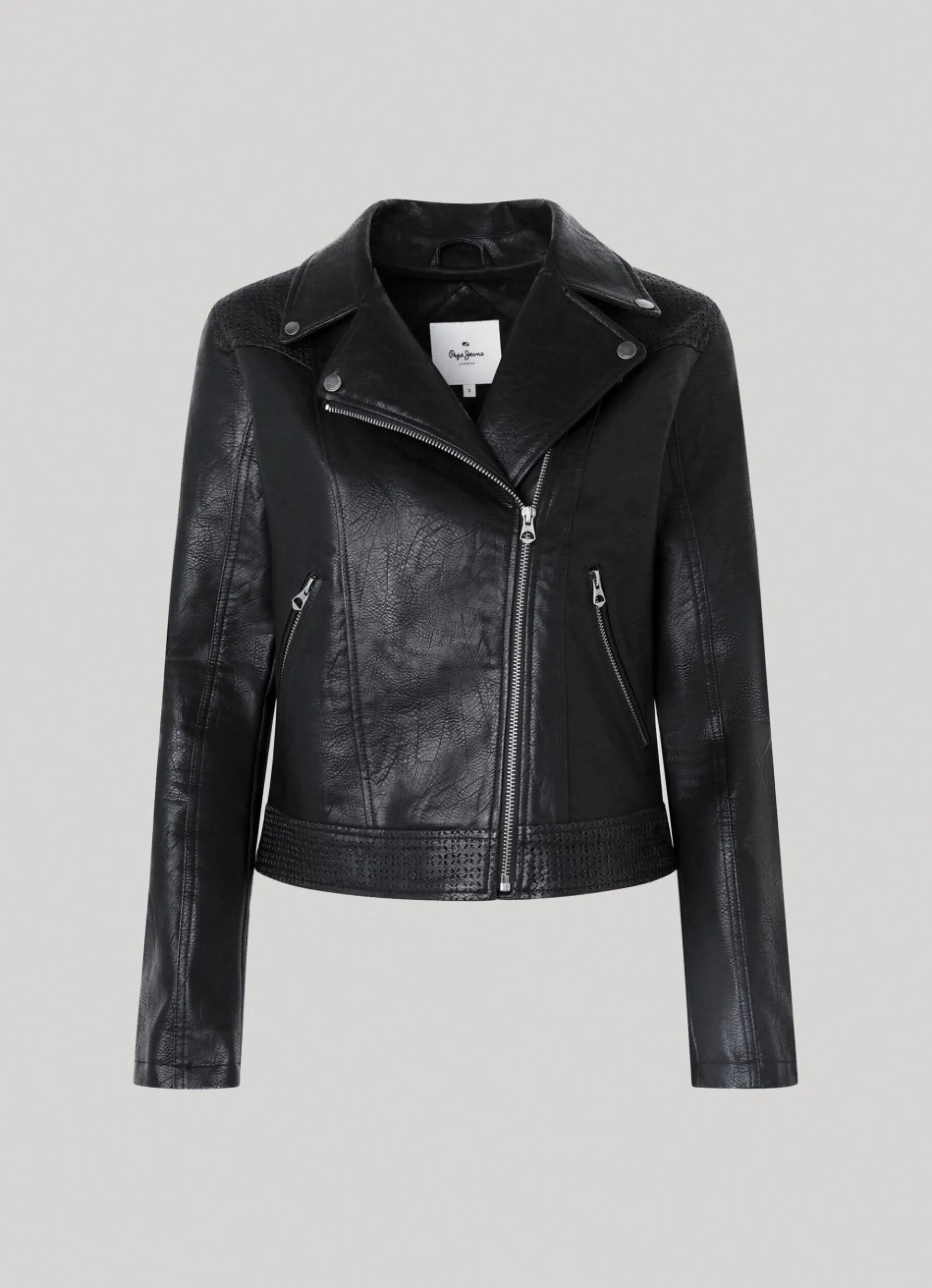 Women Pepe Jeans Biker Jacket With Openwork Details