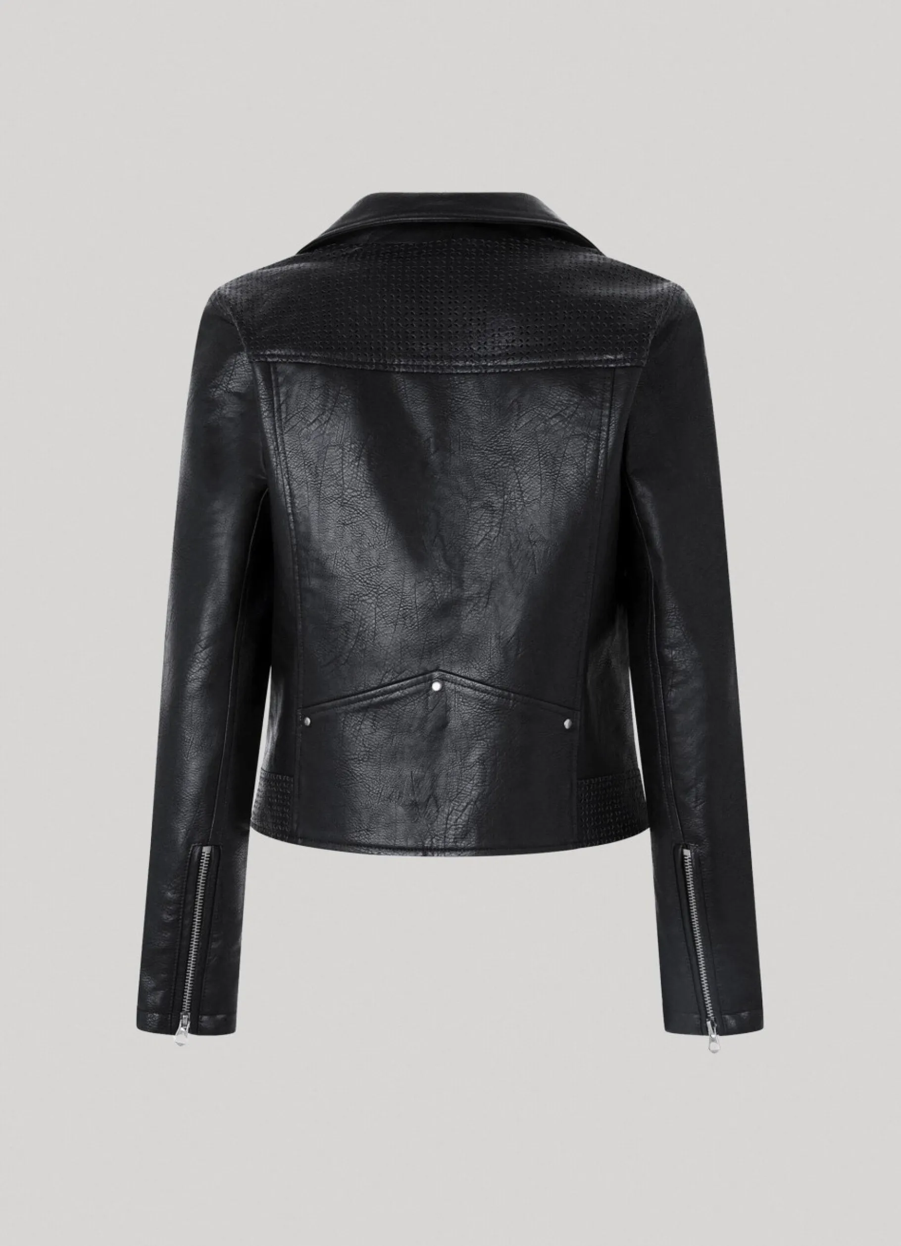 Women Pepe Jeans Biker Jacket With Openwork Details