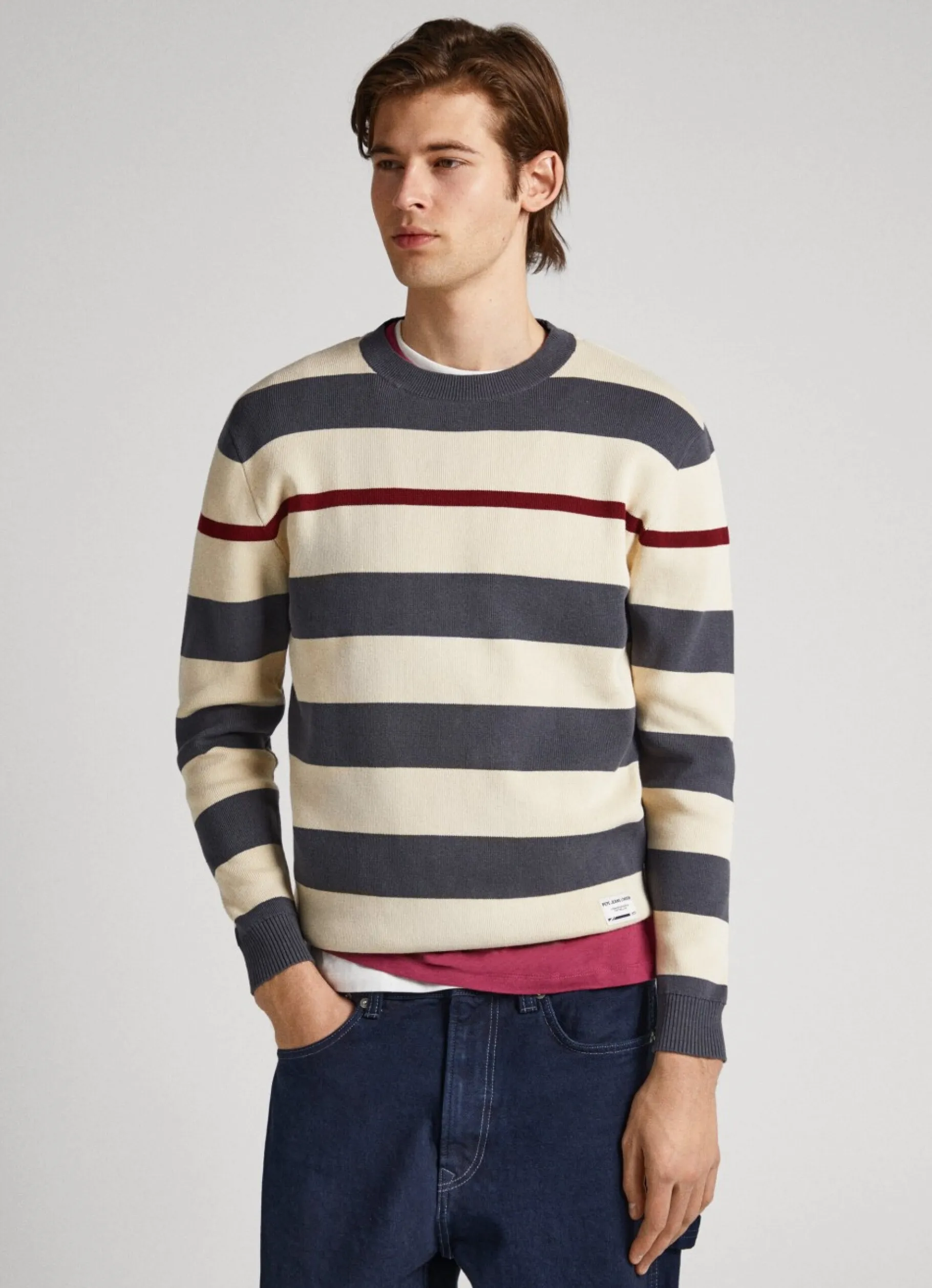 Men Pepe Jeans Breton Stripe Print Sweatshirt