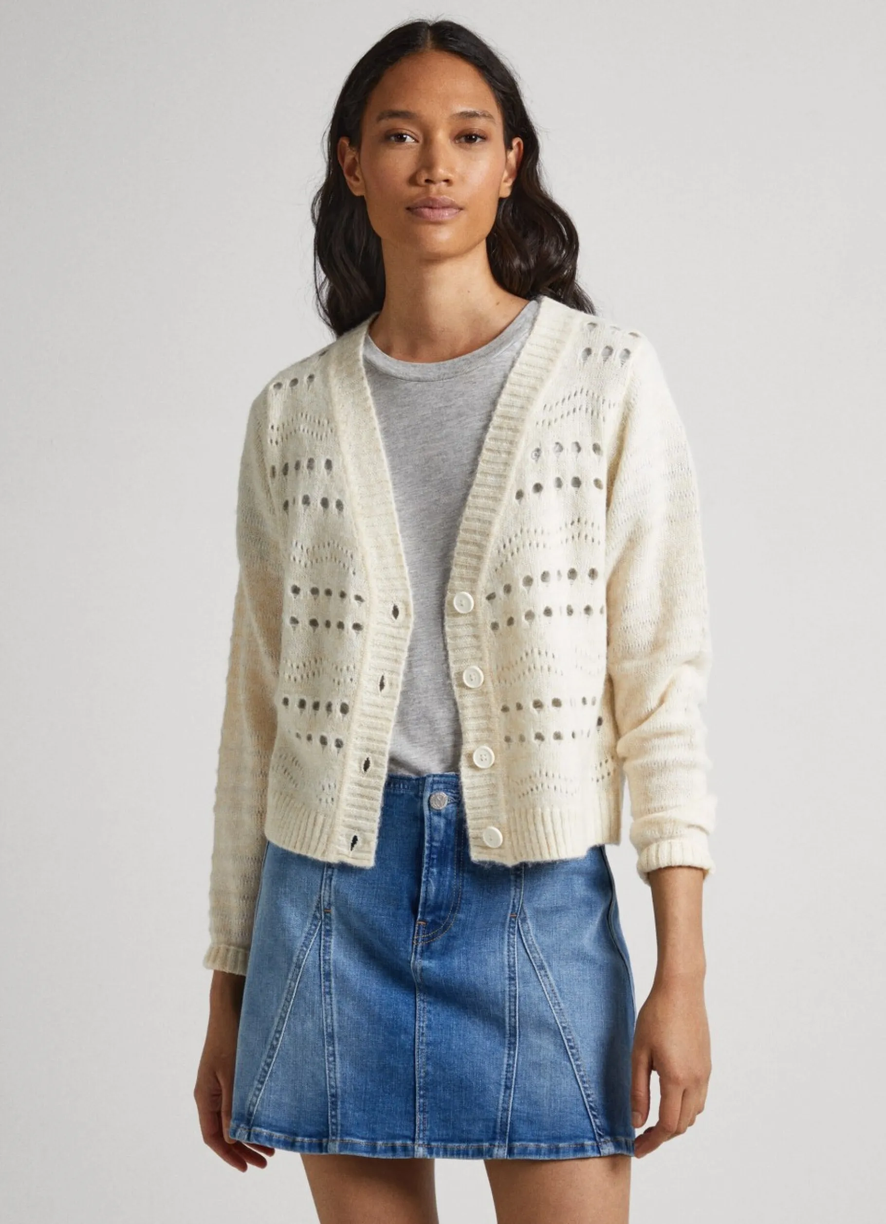 Women Pepe Jeans Cardigan With Openwork Details
