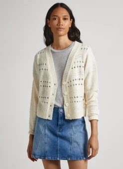 Women Pepe Jeans Cardigan With Openwork Details