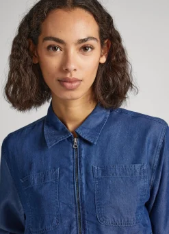 Women Pepe Jeans Chambray Bomber Jacket