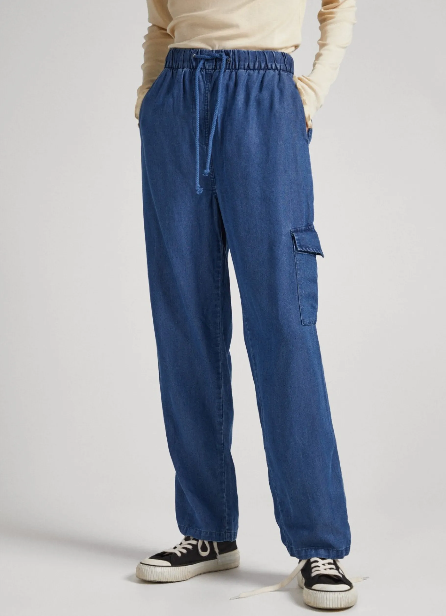 Women Pepe Jeans Chambray Cargo Trousers
