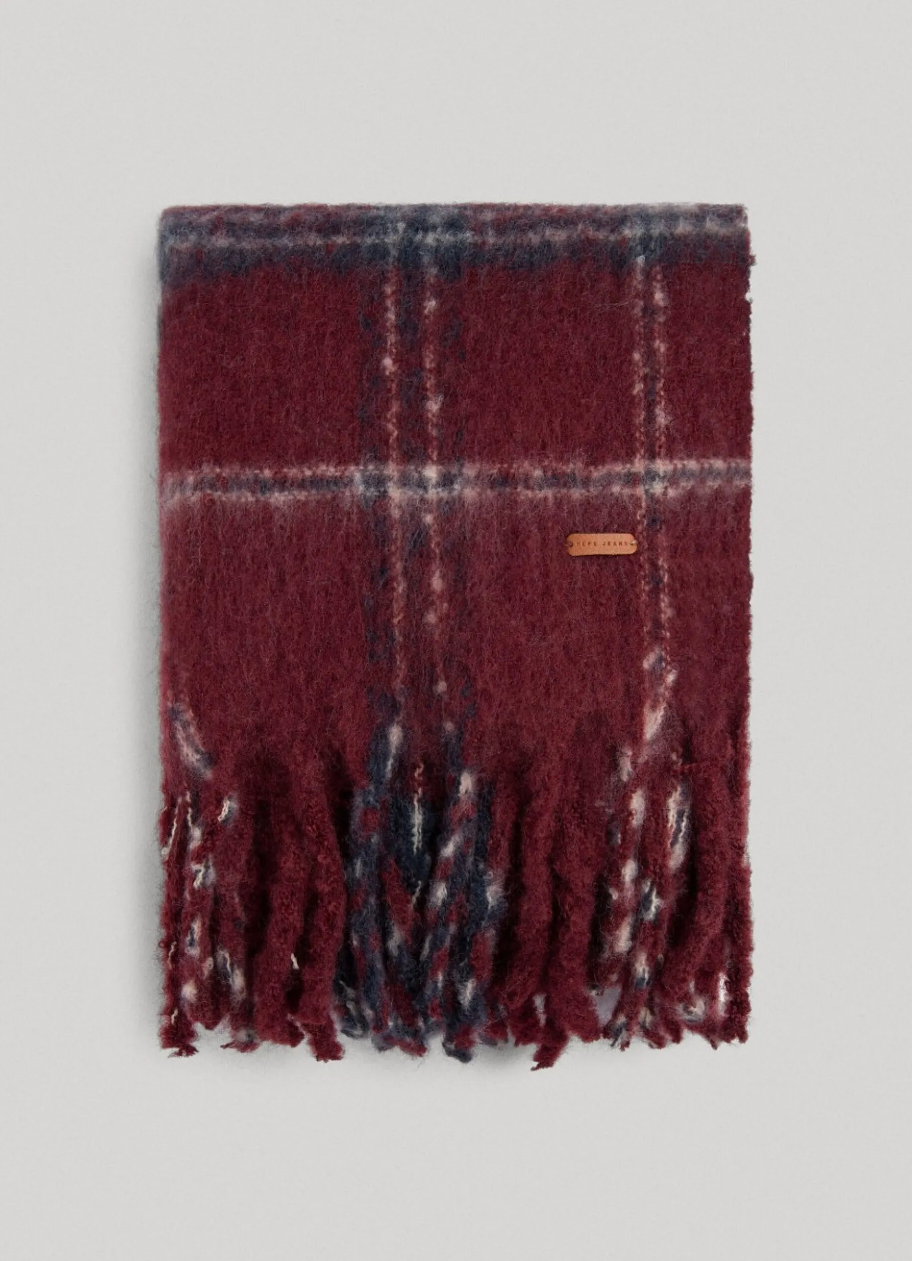 Women Pepe Jeans Check Print Plush Scarf