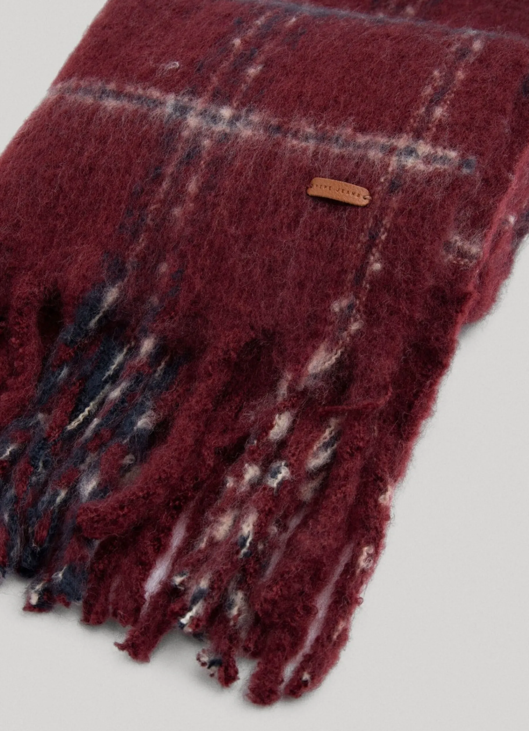 Women Pepe Jeans Check Print Plush Scarf