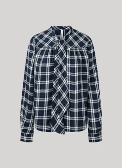Women Pepe Jeans Checked Blouse With Neck Tie