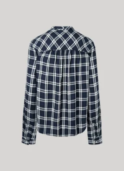 Women Pepe Jeans Checked Blouse With Neck Tie