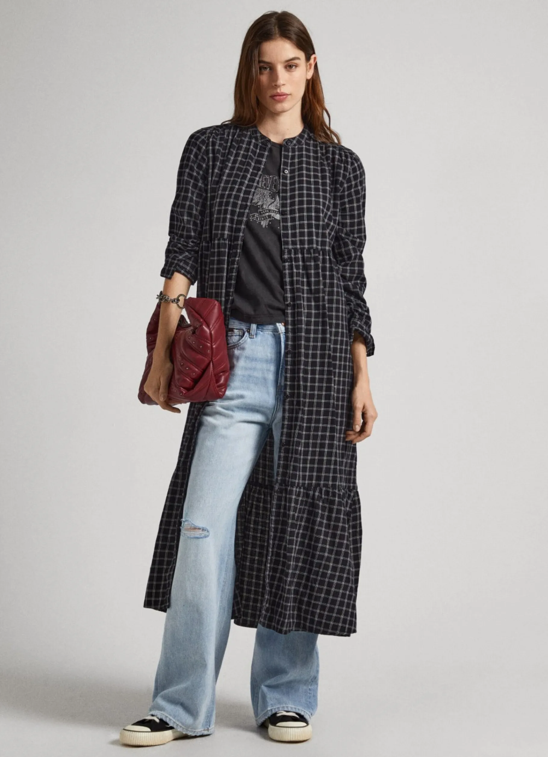 Women Pepe Jeans Checked Cotton Dress