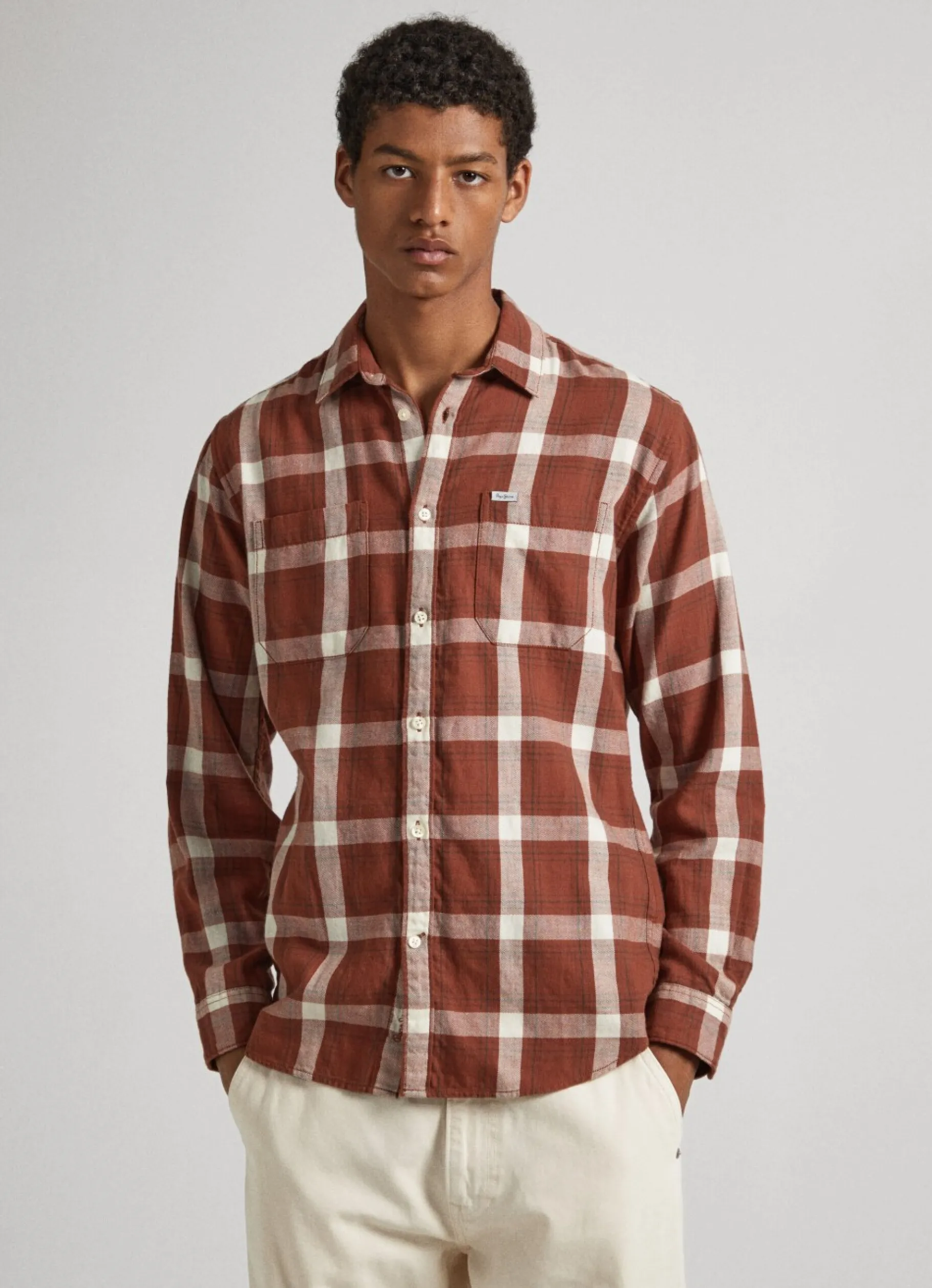 Men Pepe Jeans Checked Cotton Twill Shirt