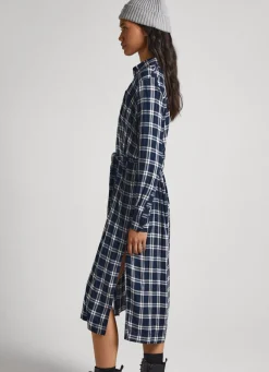 Women Pepe Jeans Checked Dress With Belt