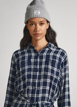 Women Pepe Jeans Checked Dress With Belt