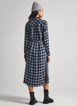Women Pepe Jeans Checked Dress With Belt