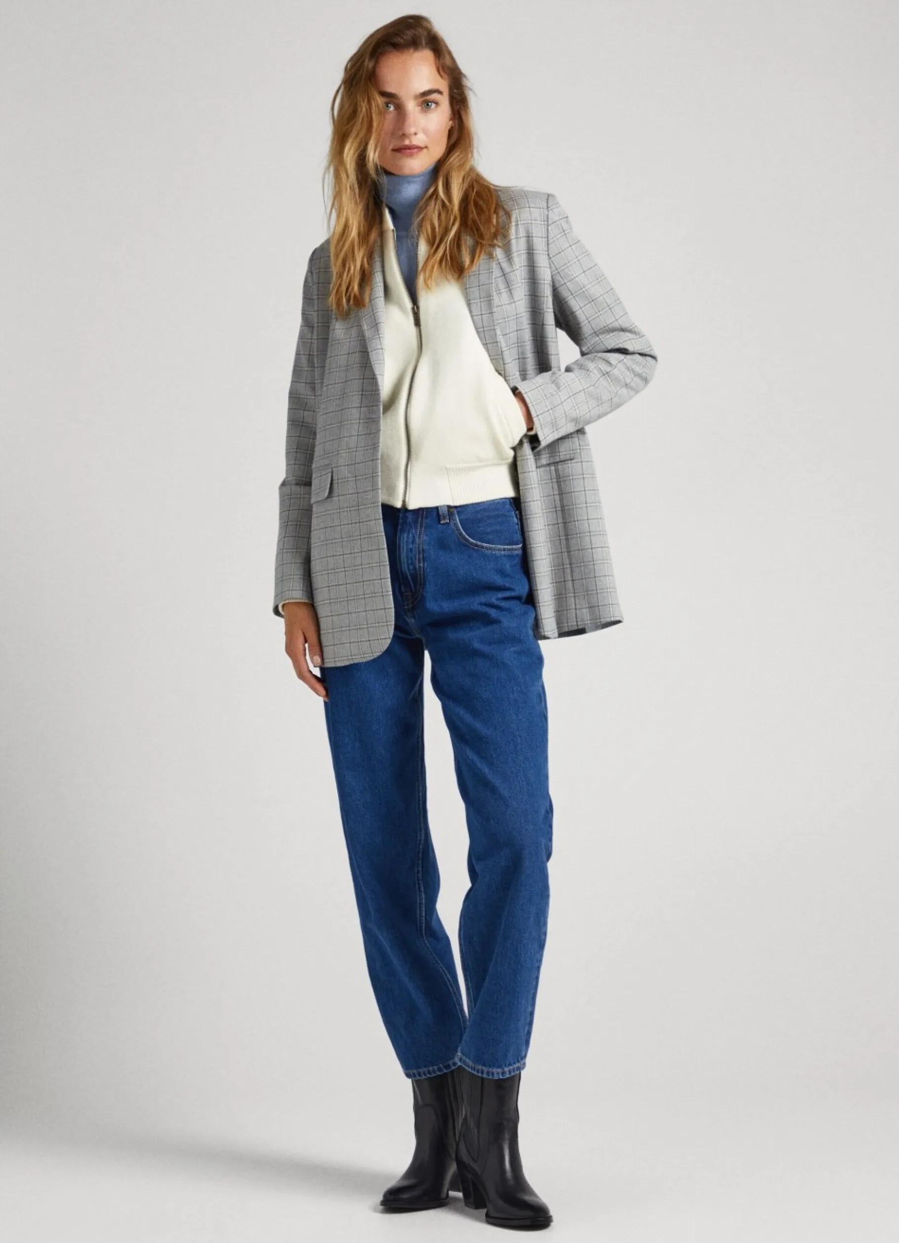 Women Pepe Jeans Checked Twill Blazer