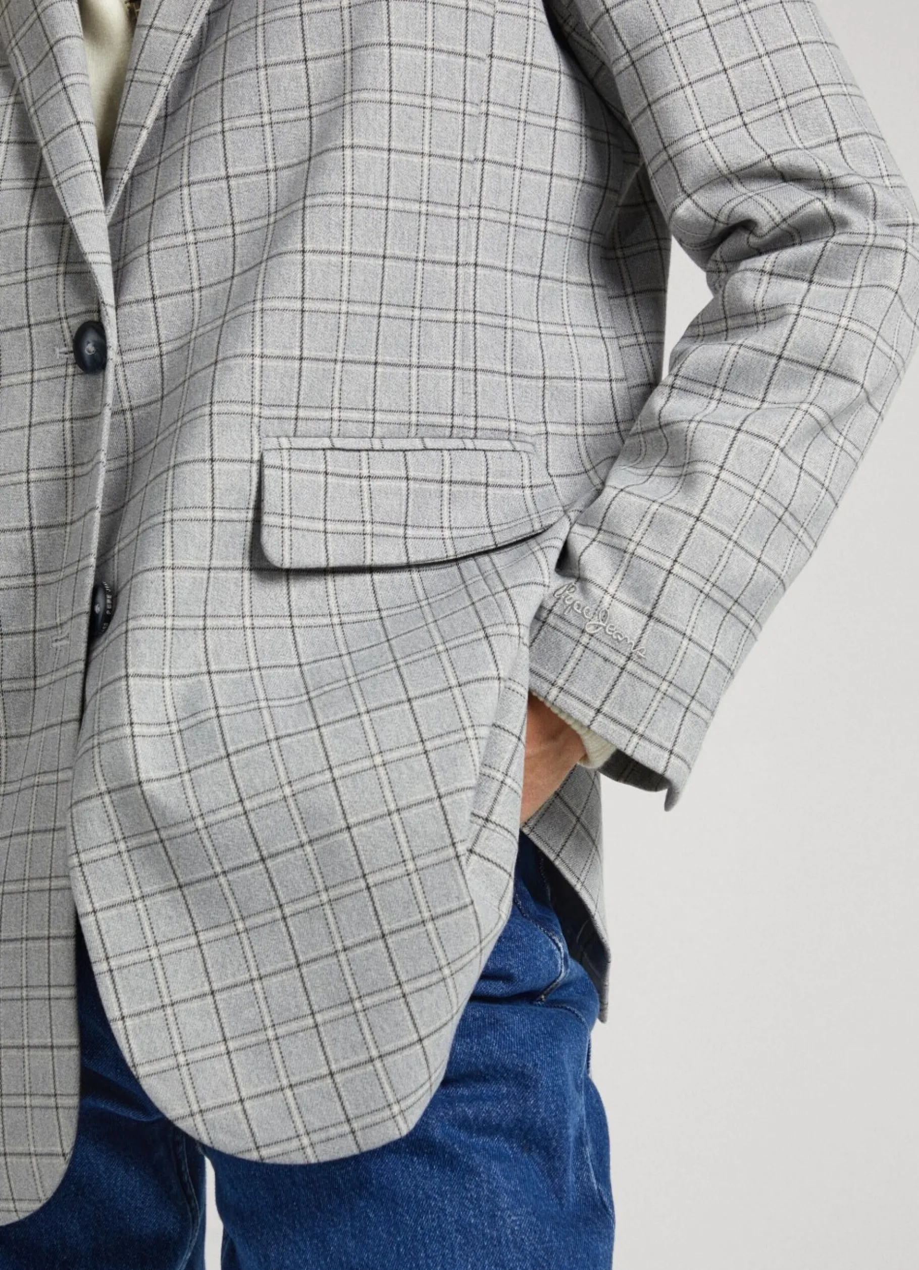 Women Pepe Jeans Checked Twill Blazer