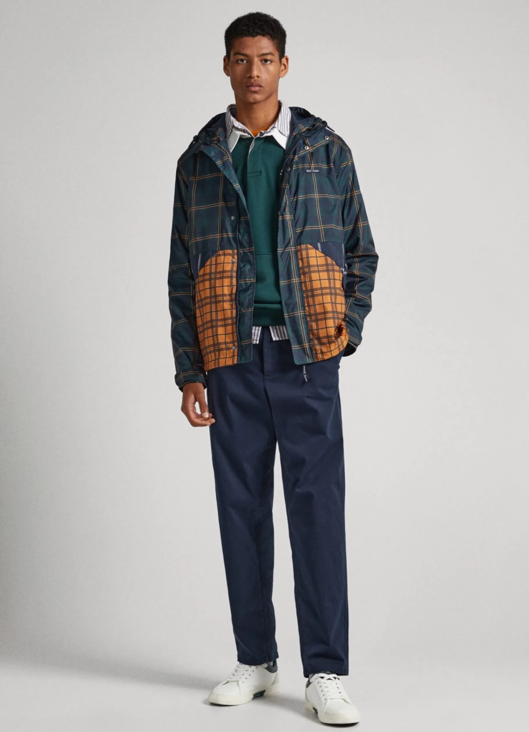 Men Pepe Jeans Checked Waterproof Anorak