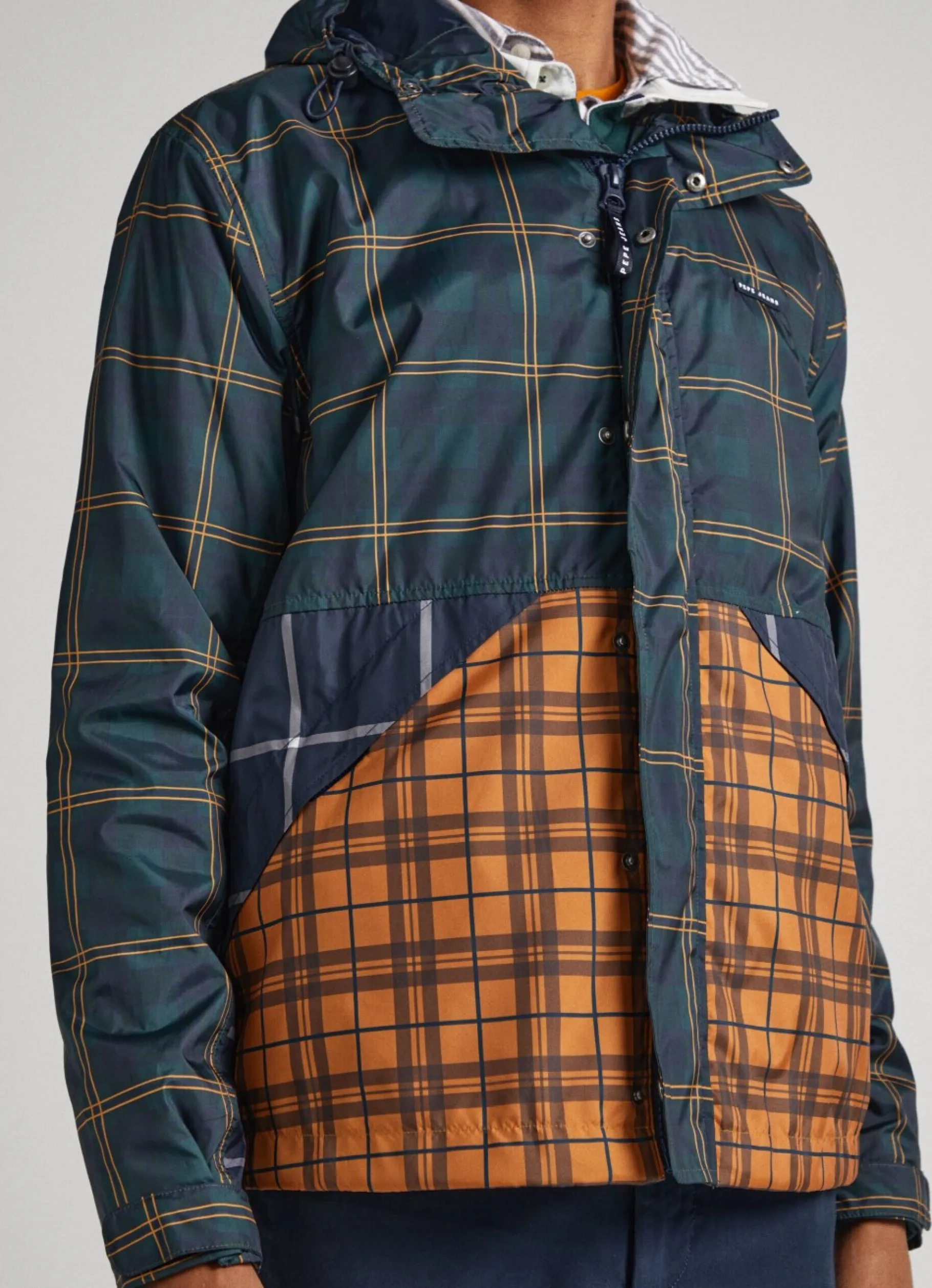 Men Pepe Jeans Checked Waterproof Anorak