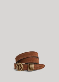 Women Pepe Jeans Circular Logo Suede Belt