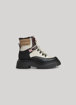 Women Pepe Jeans Combined Fabric Ankle Boots