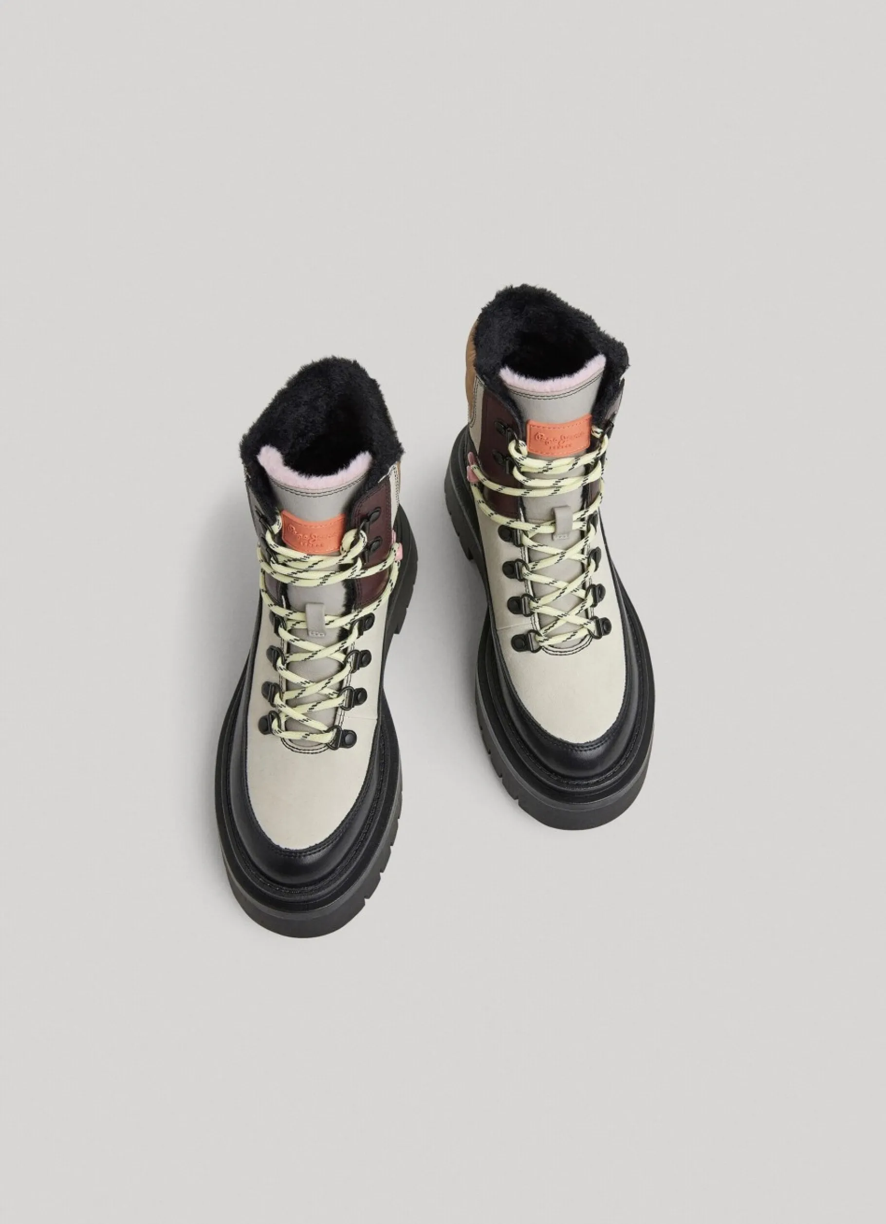 Women Pepe Jeans Combined Fabric Ankle Boots