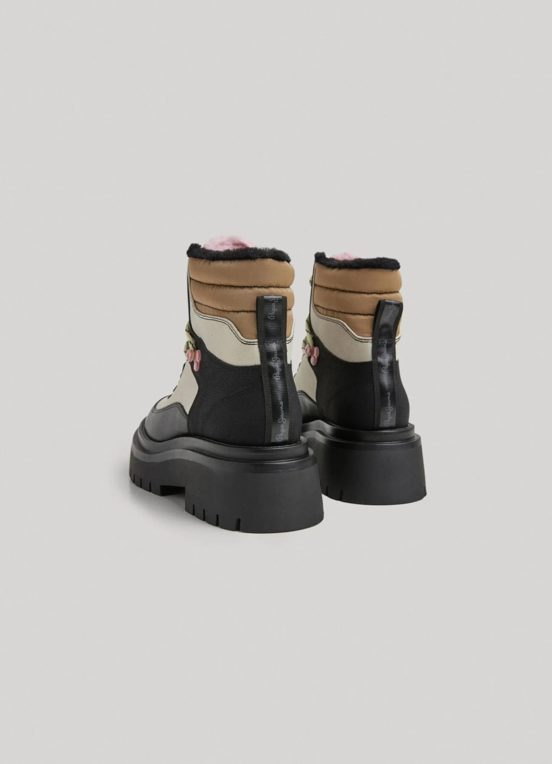 Women Pepe Jeans Combined Fabric Ankle Boots
