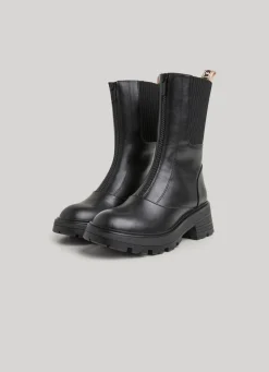 Women Pepe Jeans Combined Fabric Mid-Calf Boots