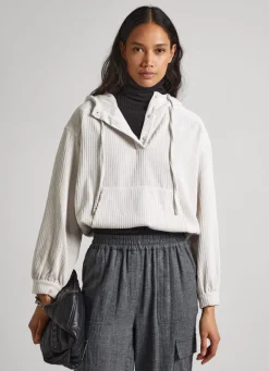 Women Pepe Jeans Corduroy Sweatshirt With Hood