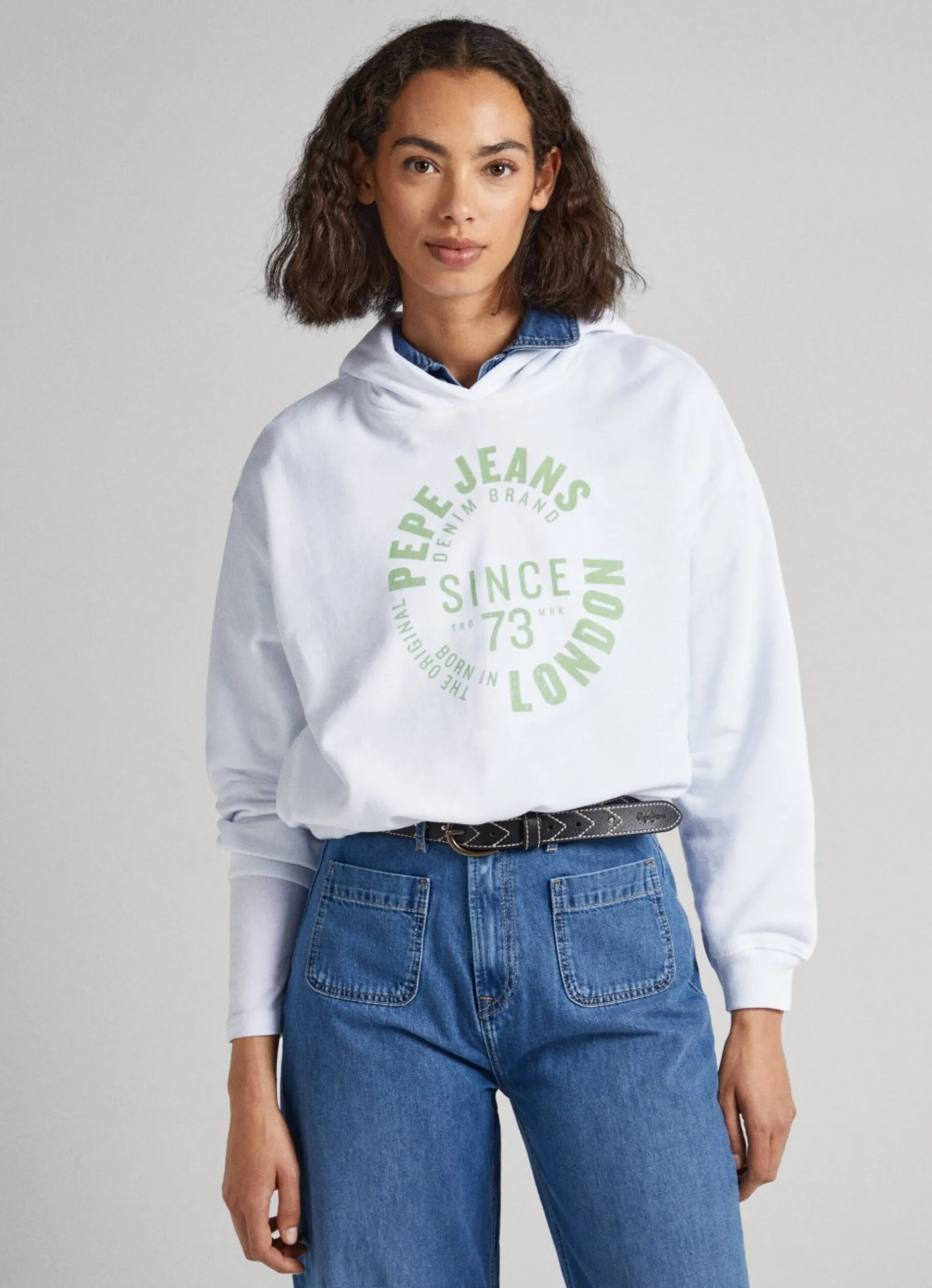 Women Pepe Jeans Cotton Hoodie Sweatshirt