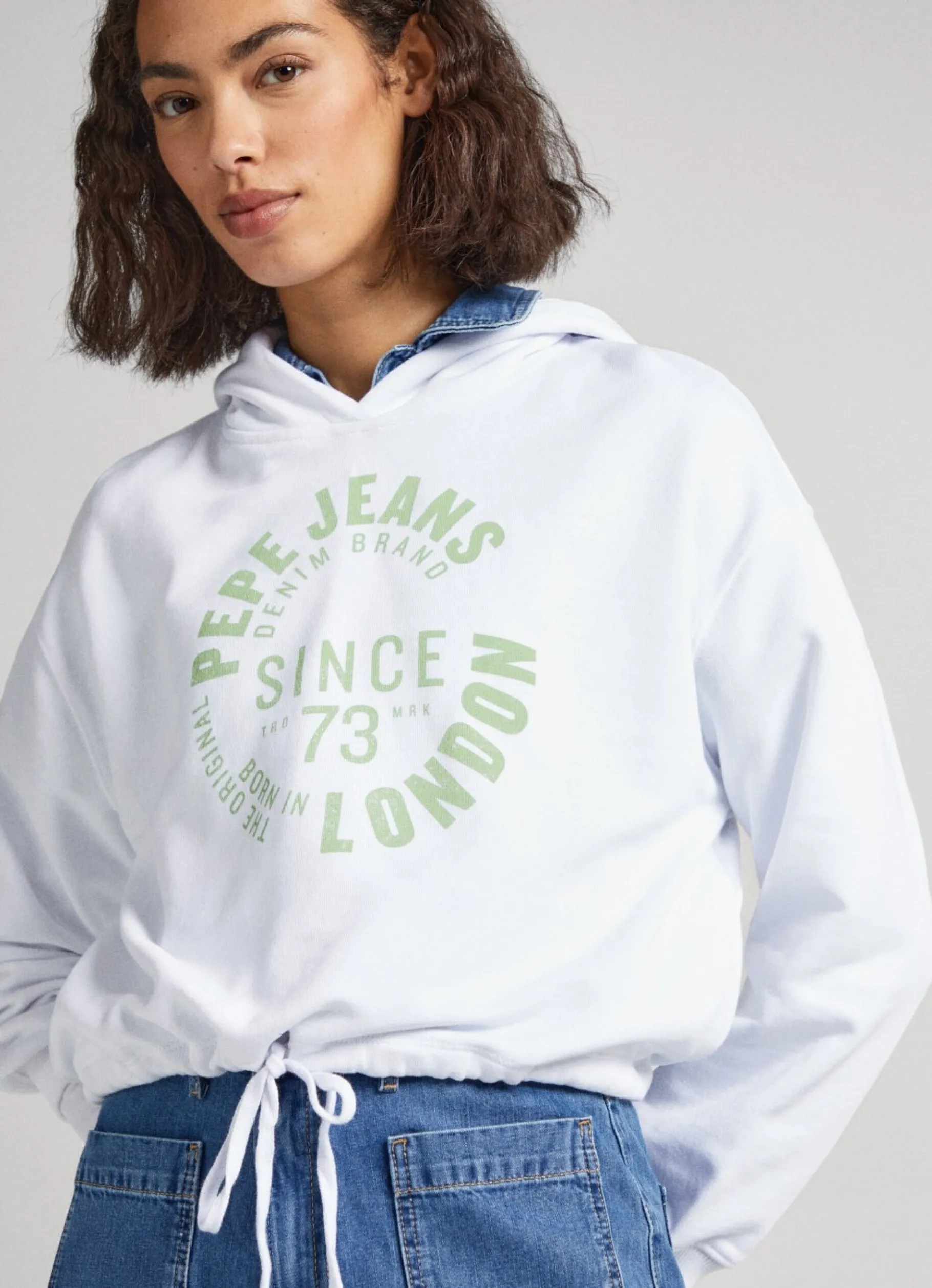 Women Pepe Jeans Cotton Hoodie Sweatshirt