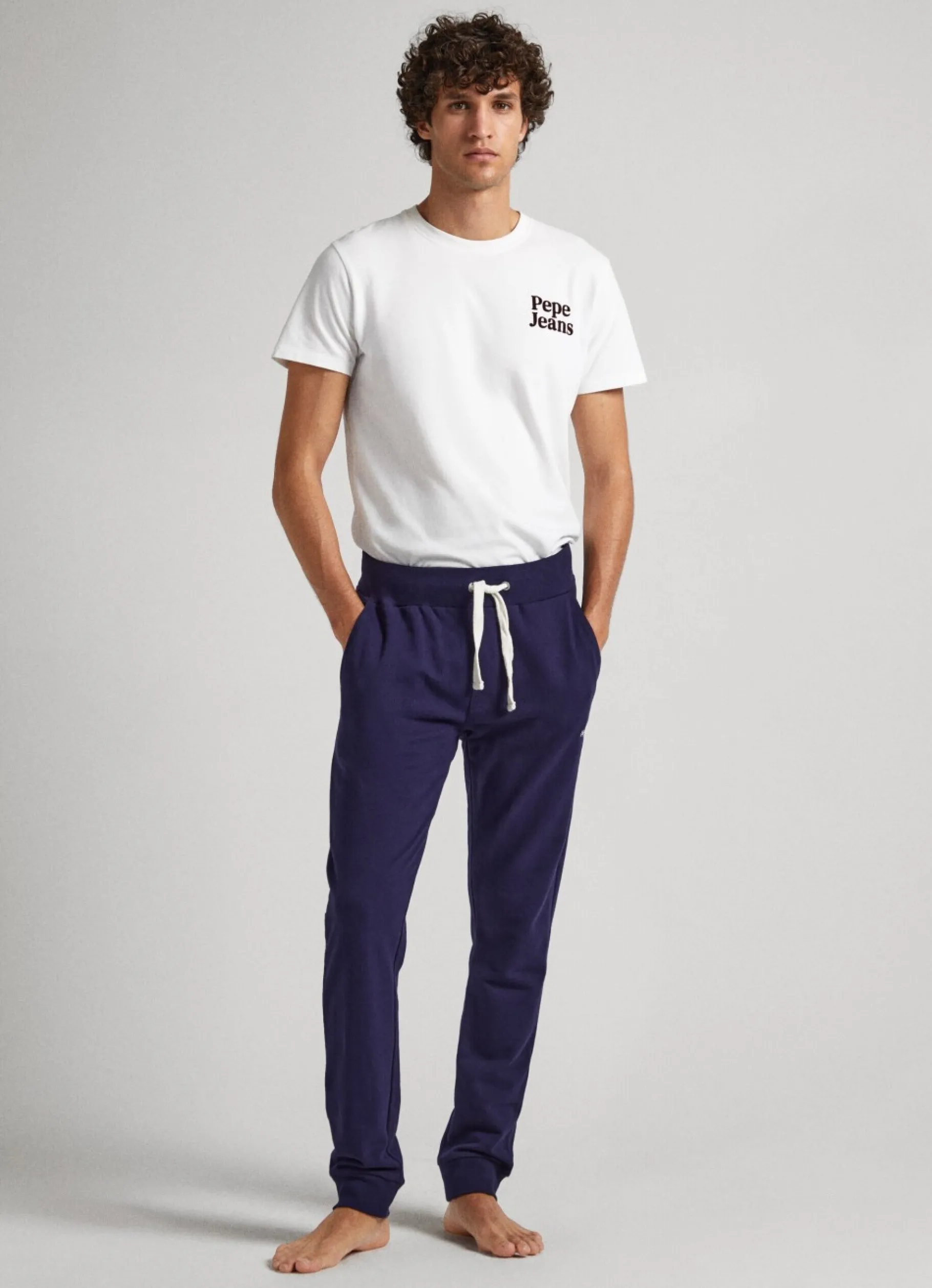 Men Pepe Jeans Cotton Terry Trousers With Logo
