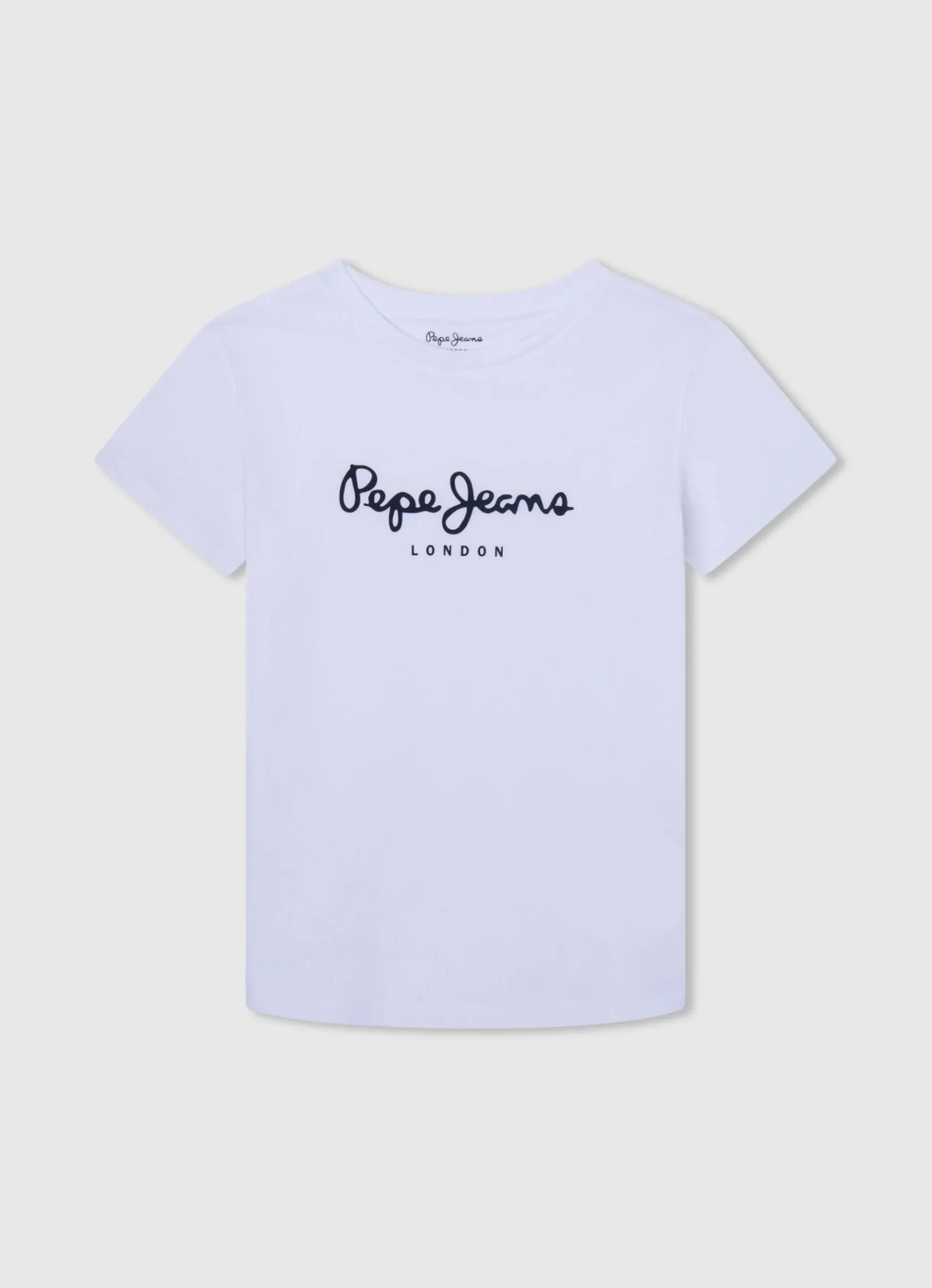 Boy Pepe Jeans Cotton T-Shirt With Printed Logo