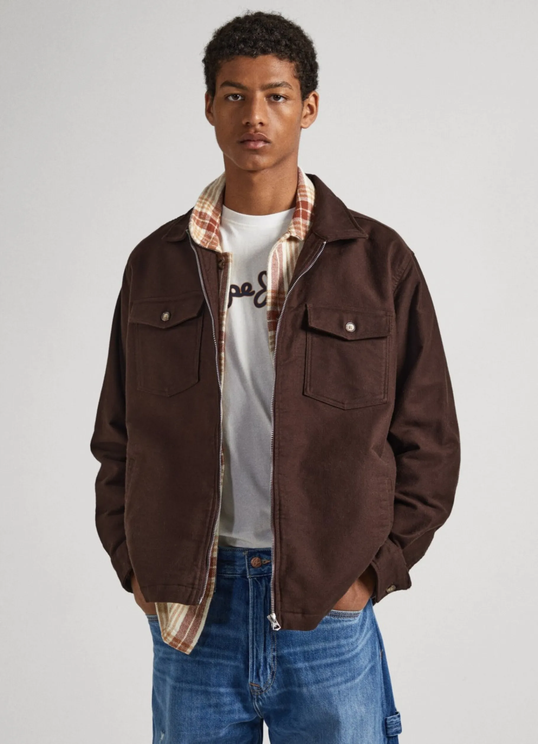 Men Pepe Jeans Cotton Twill Overshirt