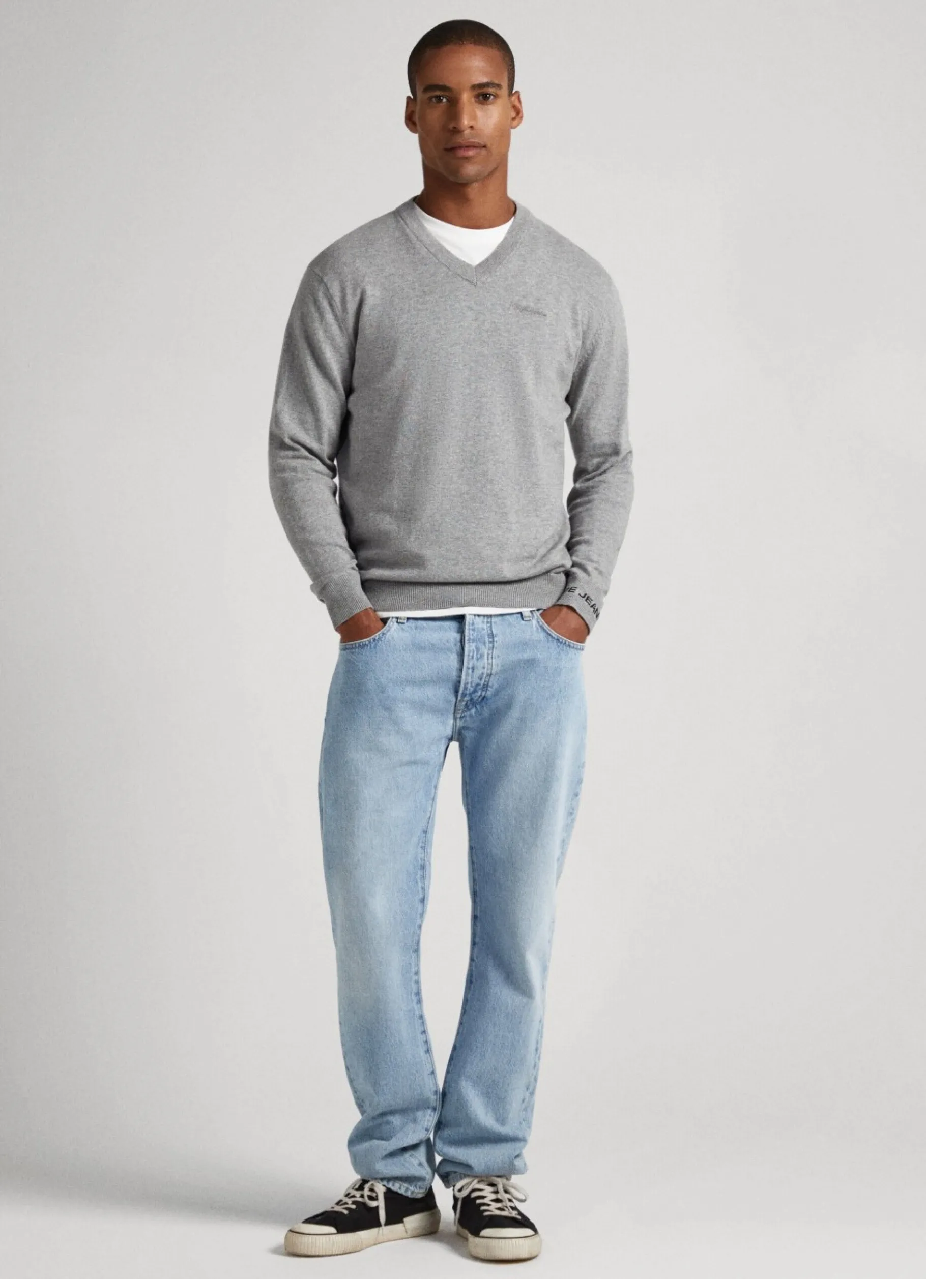 Men Pepe Jeans Cotton V-Neck Knit