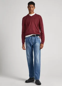 Men Pepe Jeans Cotton V-Neck Knit