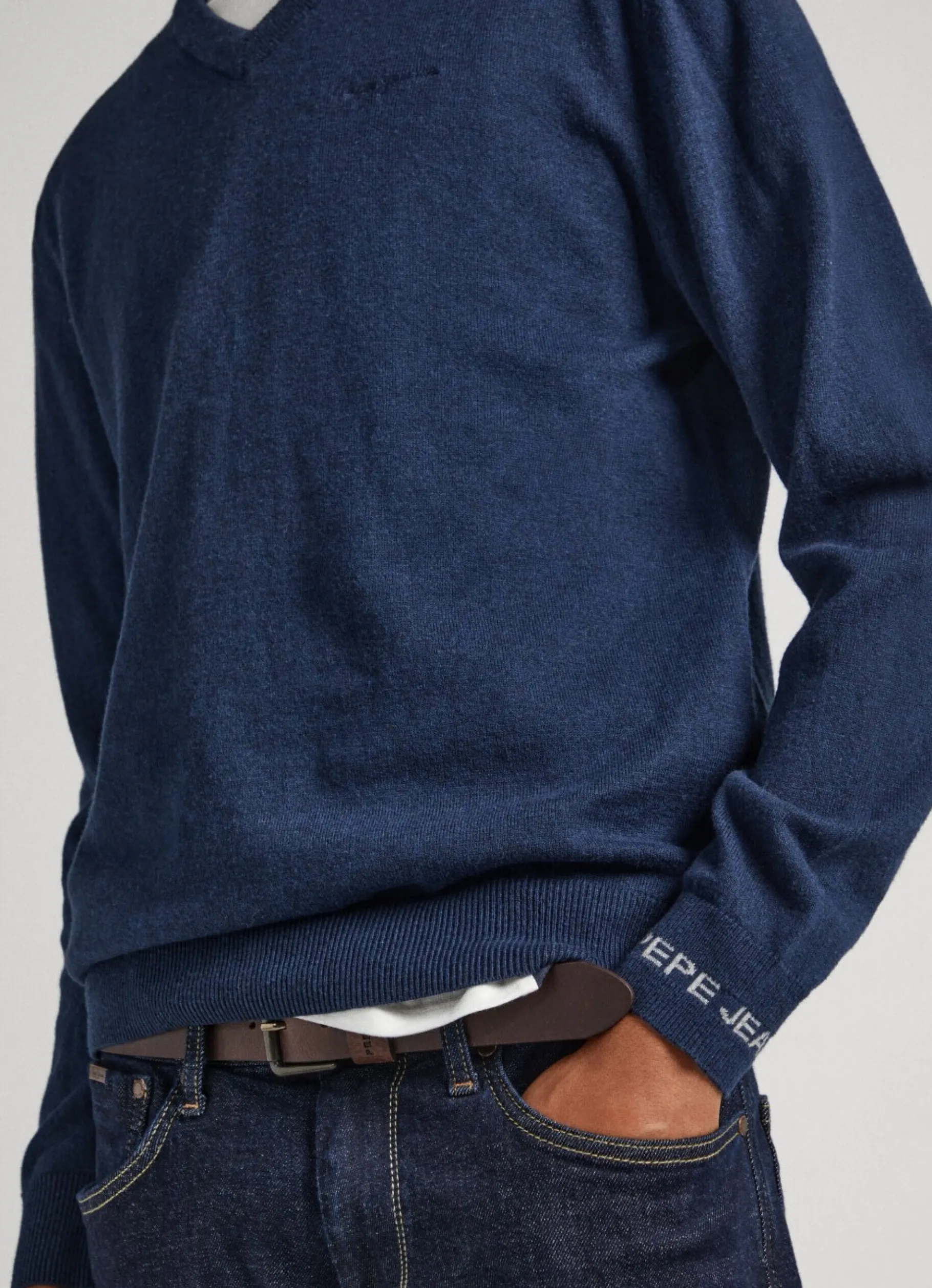 Men Pepe Jeans Cotton V-Neck Knit