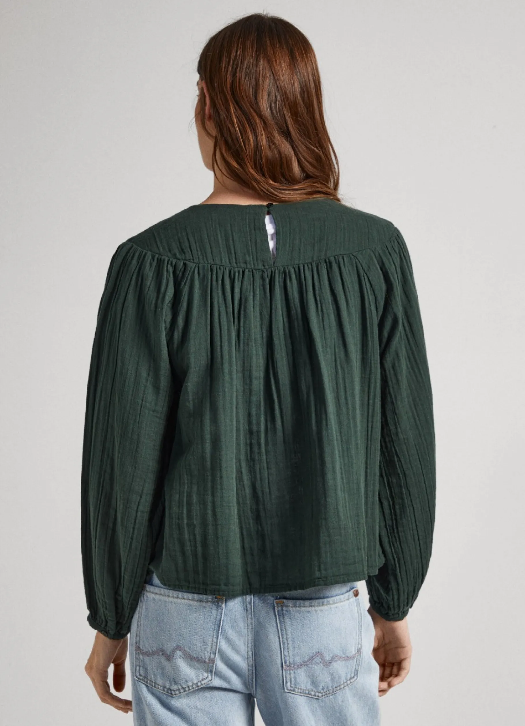 Women Pepe Jeans Cotton Waffle Weave Blouse