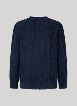Men Pepe Jeans Crew Neck Cable Knit Jumper