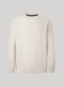 Men Pepe Jeans Crew Neck Cable Knit Jumper