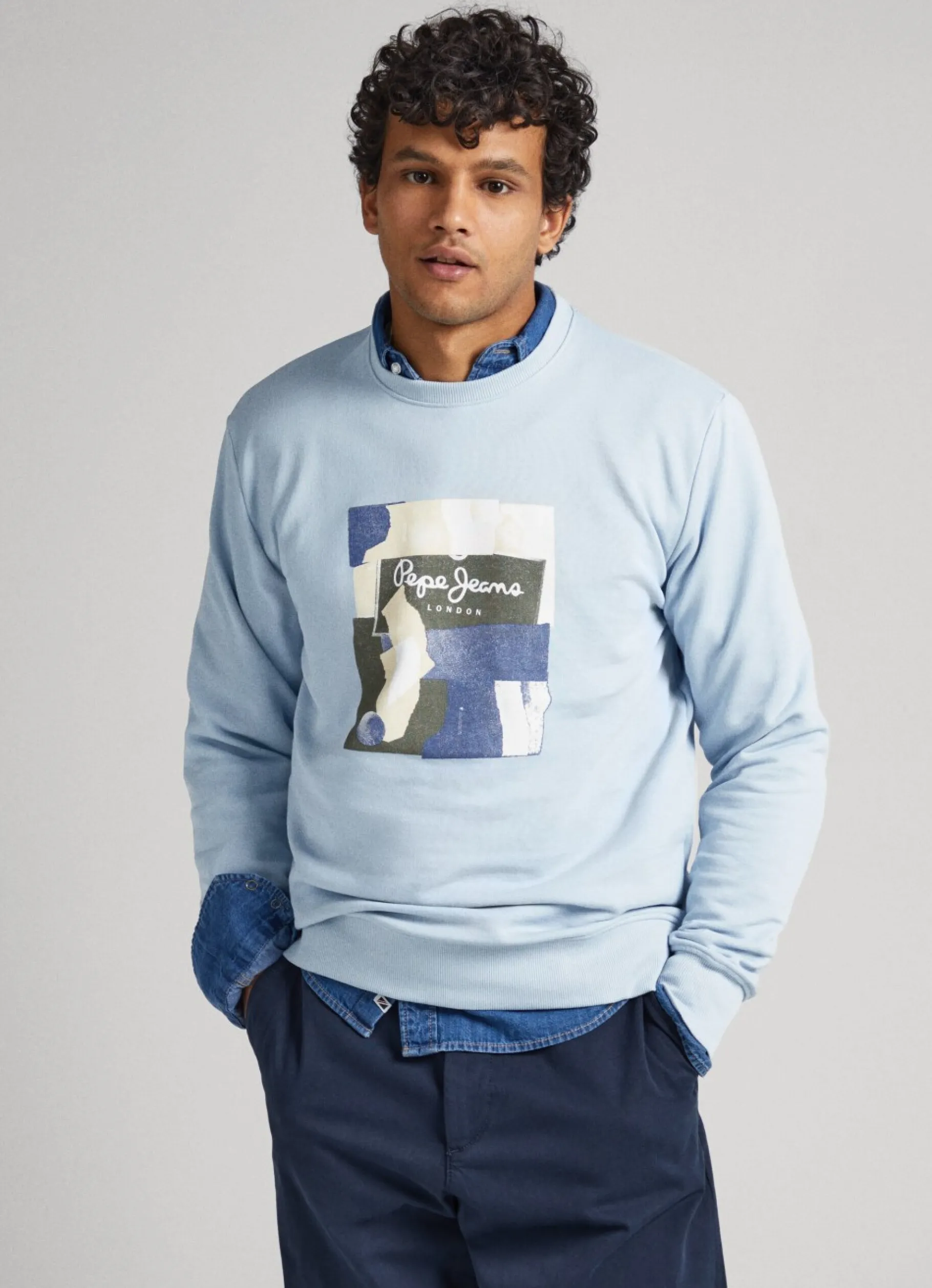 Men Pepe Jeans Crew Neck Cotton Sweatshirt