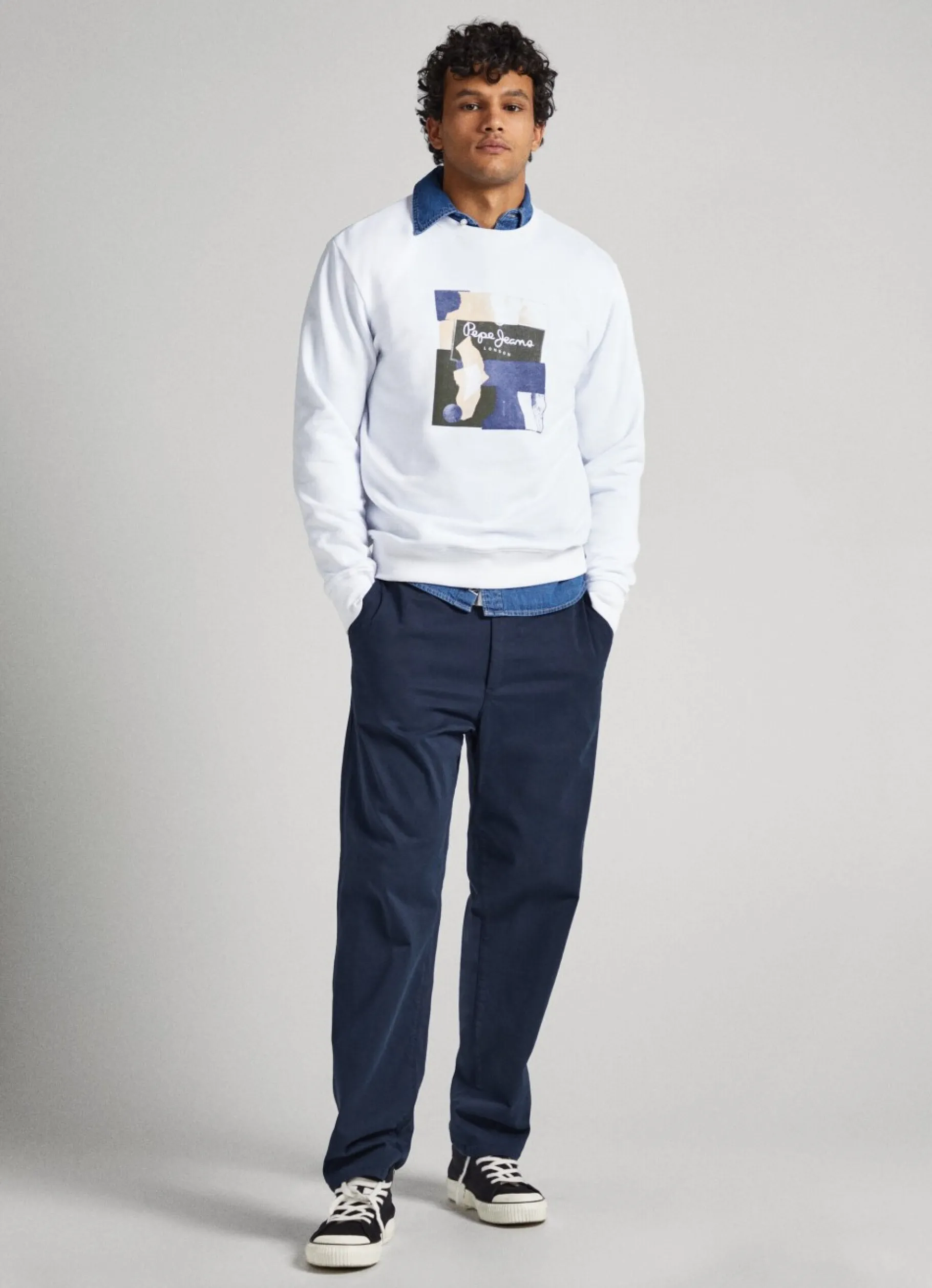 Men Pepe Jeans Crew Neck Cotton Sweatshirt