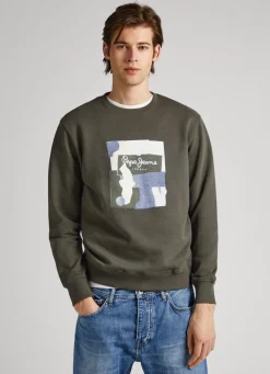Men Pepe Jeans Crew Neck Cotton Sweatshirt