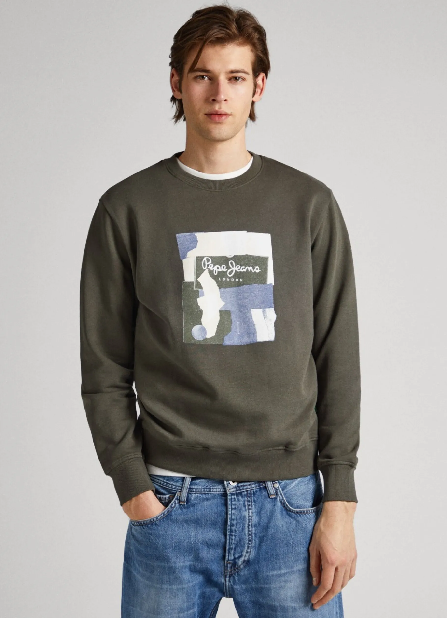 Men Pepe Jeans Crew Neck Cotton Sweatshirt