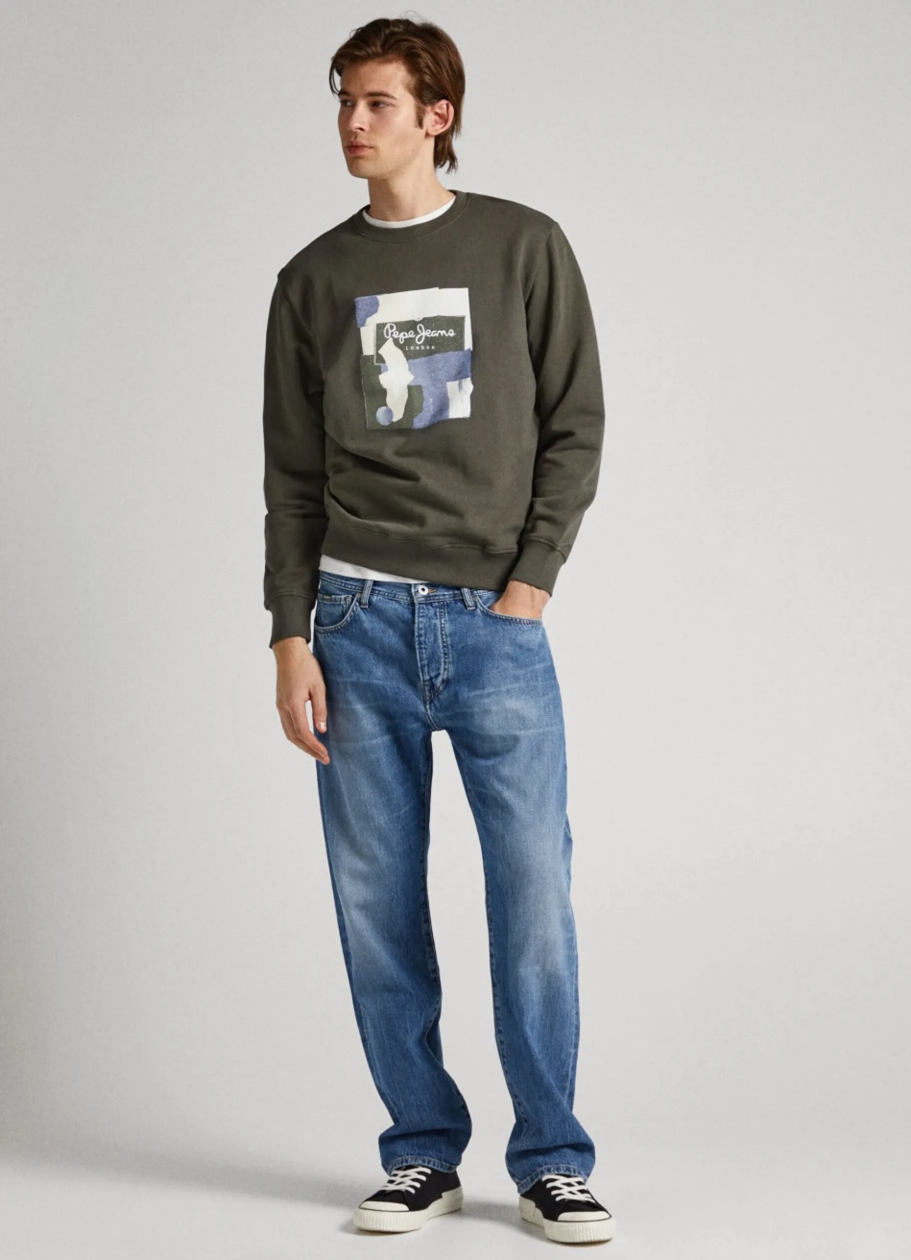 Men Pepe Jeans Crew Neck Cotton Sweatshirt
