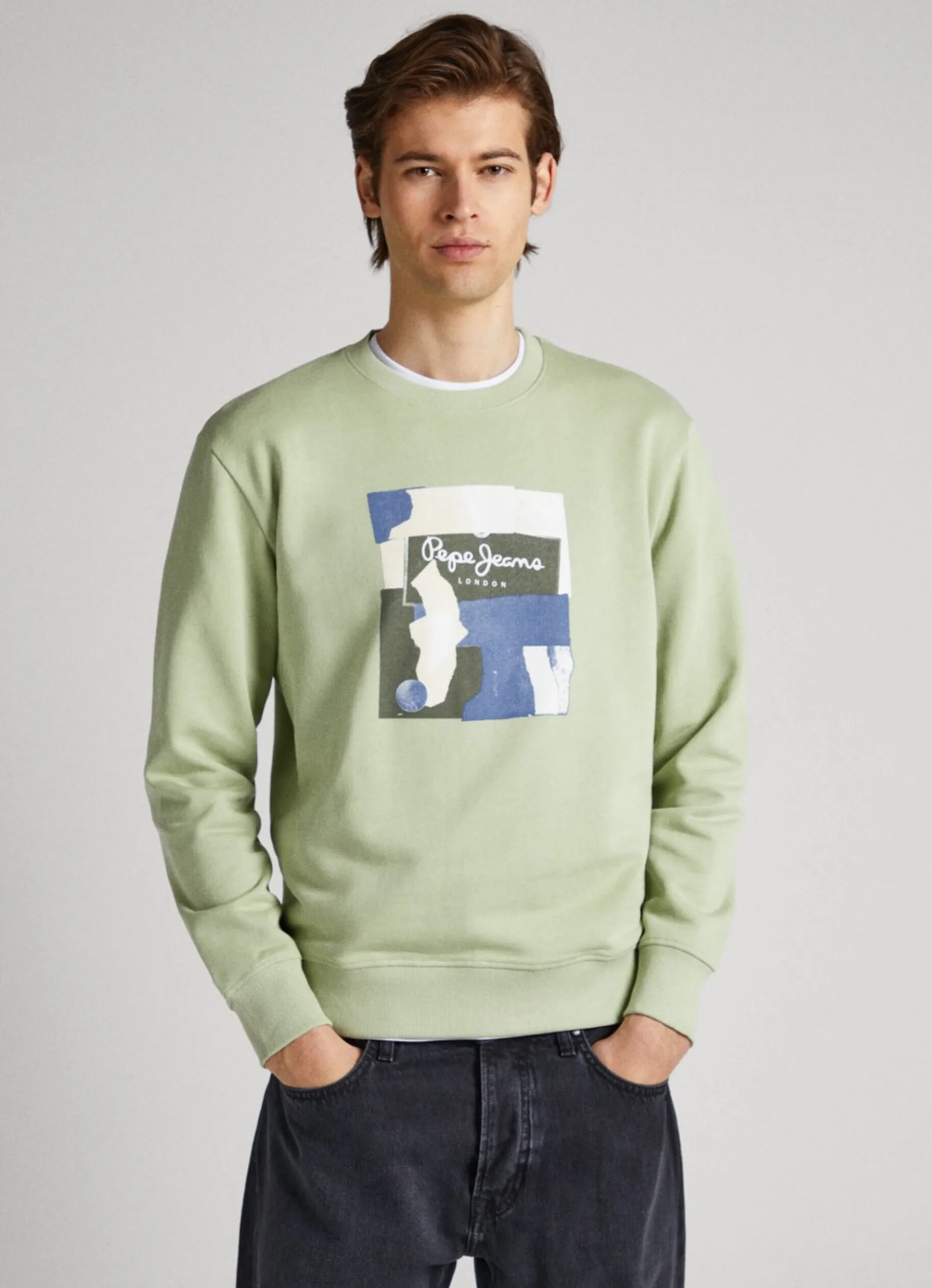 Men Pepe Jeans Crew Neck Cotton Sweatshirt