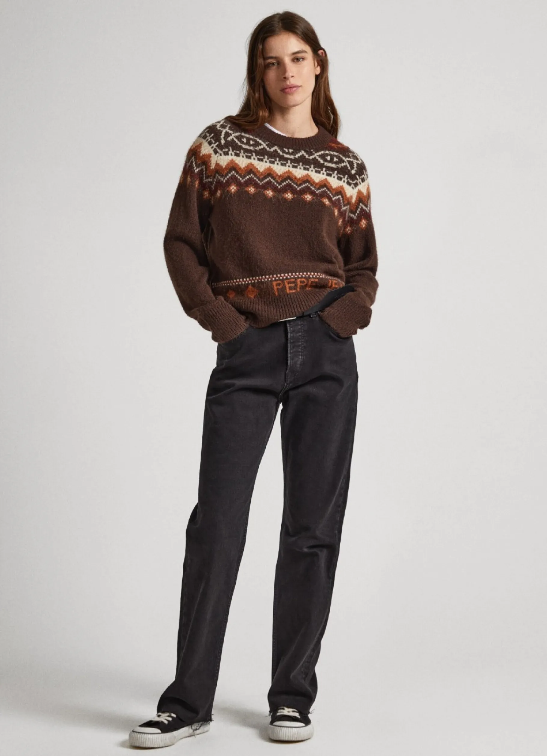 Women Pepe Jeans Crew Neck Jacquard Jumper