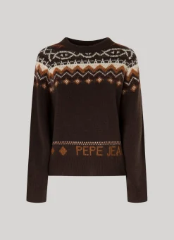 Women Pepe Jeans Crew Neck Jacquard Jumper